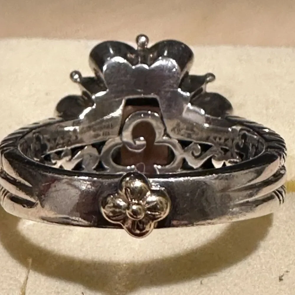 Barbara Bixby Sterling Silver 18K Gold Amethyst Filigree Statement Ring Size 10